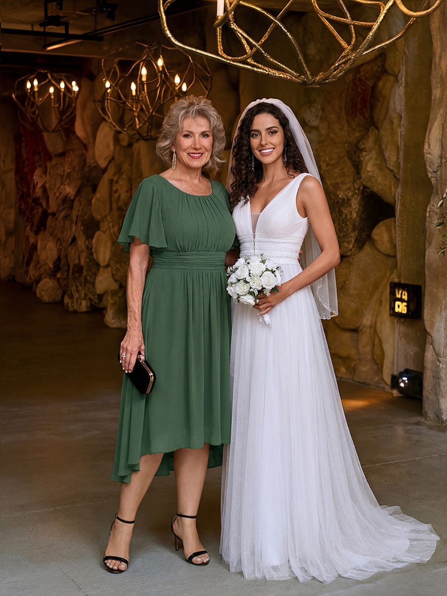 ever EDEN|Flowy Chiffon A-Line Knee Length Mother of The Bride Dress