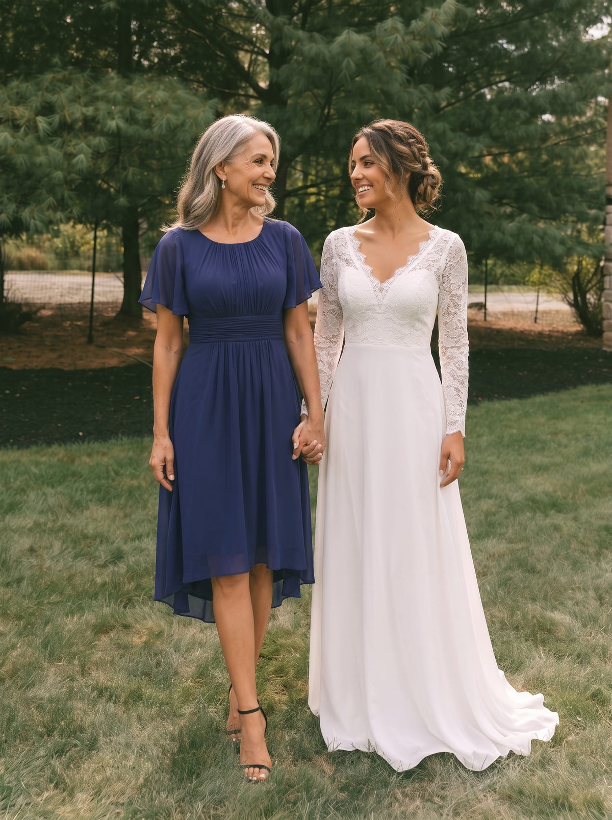 ever EDEN|Flowy Chiffon A-Line Knee Length Mother of The Bride Dress