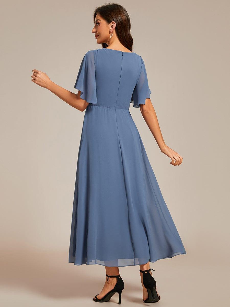 ever DAHLIA|V-Neck Chiffon Midi Evening Dress with Waist Applique (Final Sale)
