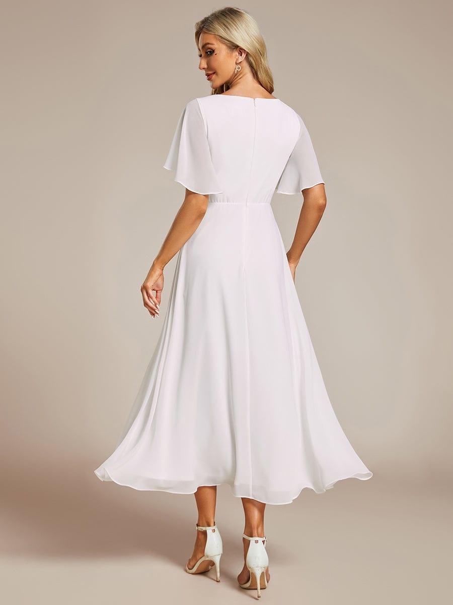 ever DAHLIA|V-Neck Chiffon Midi Evening Dress with Waist Applique (Final Sale)