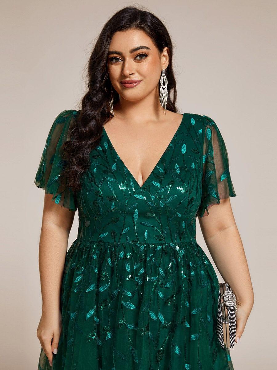 ever SIMONE|Leaf Sequin Short Sleeve Tulle Midi Dress (Final Sale)