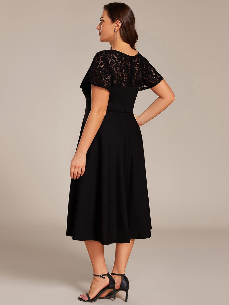 ever EVIE|Hollow Out Midi Wedding Guest Dress With Pockets