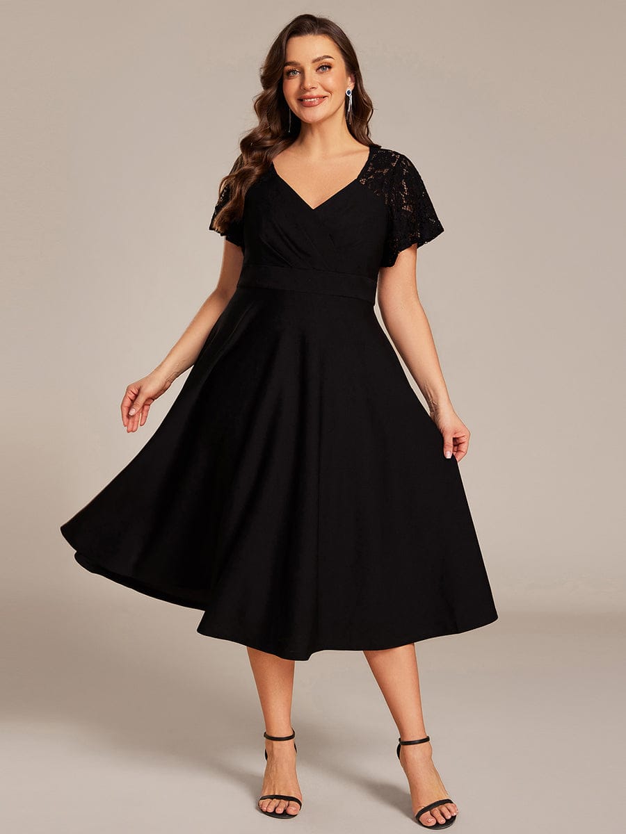 ever EVIE|Hollow Out Midi Wedding Guest Dress With Pockets