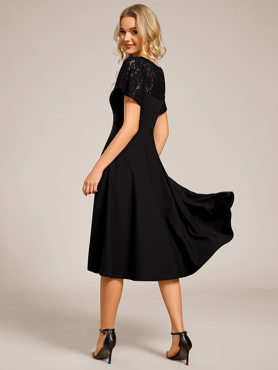 ever EVIE|Hollow Out Midi Wedding Guest Dress With Pockets