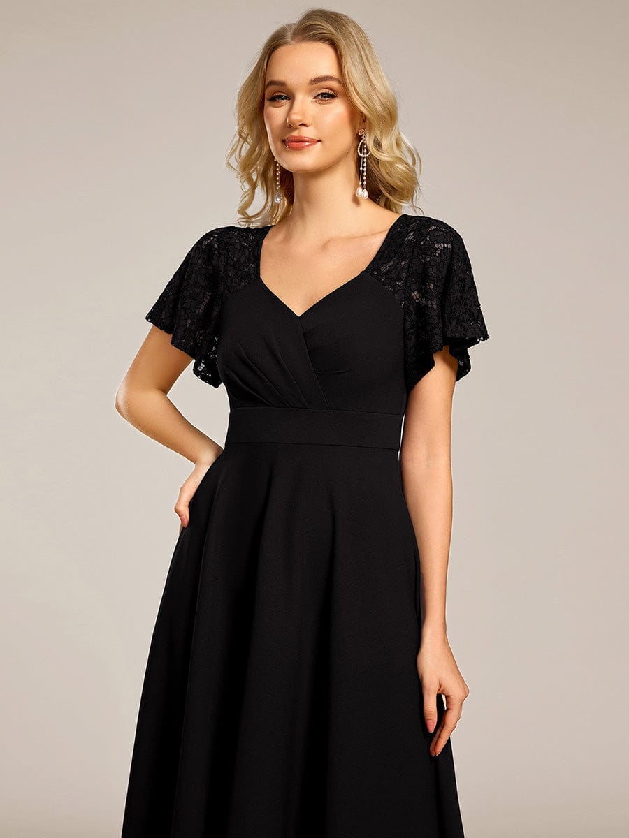 ever EVIE|Hollow Out Midi Wedding Guest Dress With Pockets