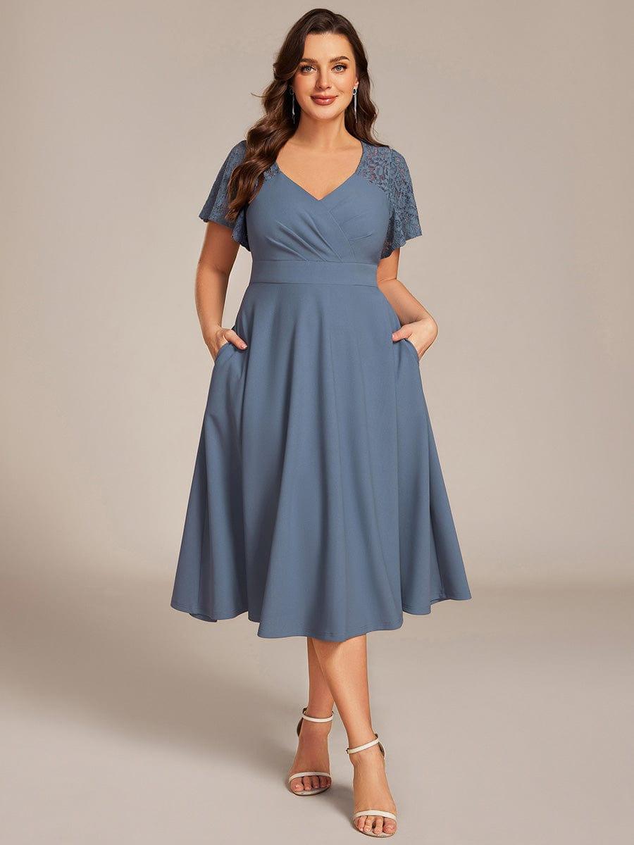 ever EVIE|Hollow Out Midi Wedding Guest Dress With Pockets