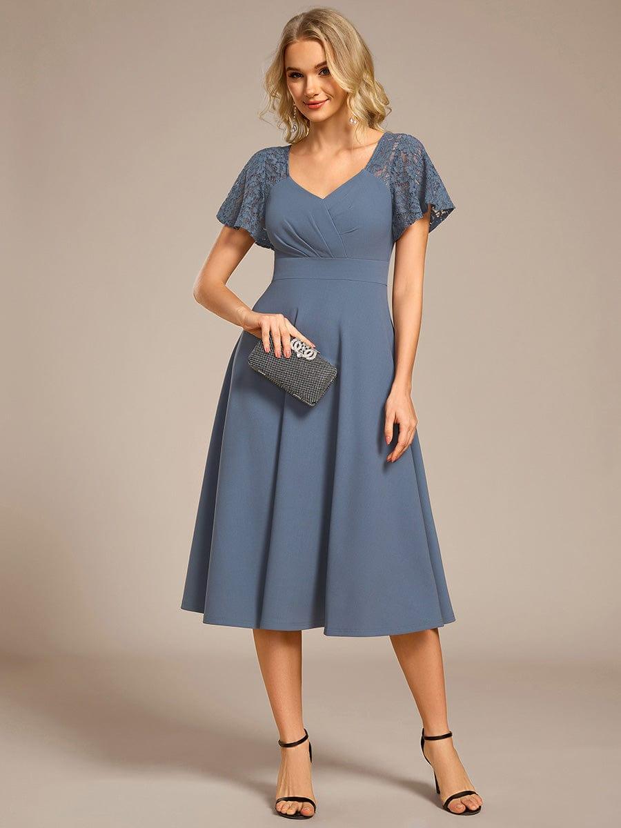 ever EVIE|Hollow Out Midi Wedding Guest Dress With Pockets
