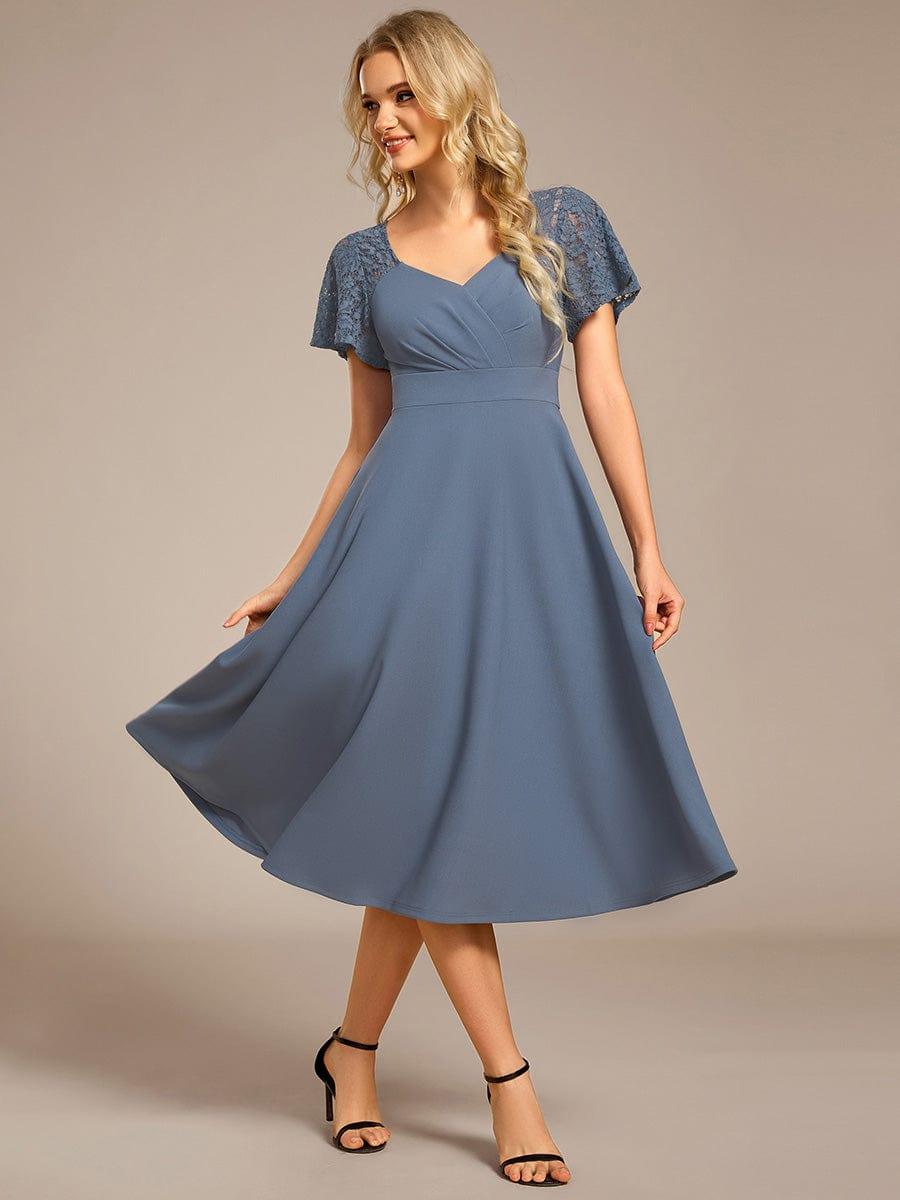 ever EVIE|Hollow Out Midi Wedding Guest Dress With Pockets