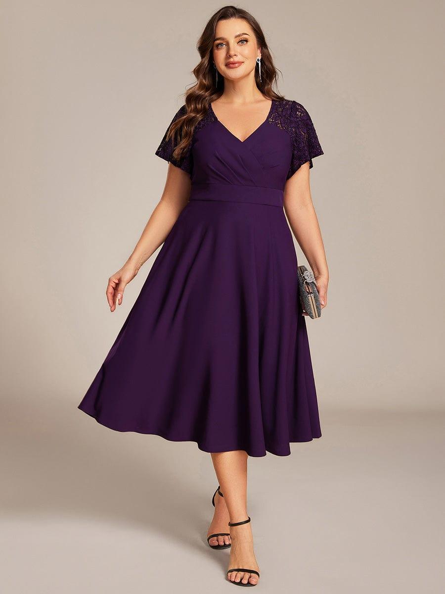 ever EVIE|Hollow Out Midi Wedding Guest Dress With Pockets