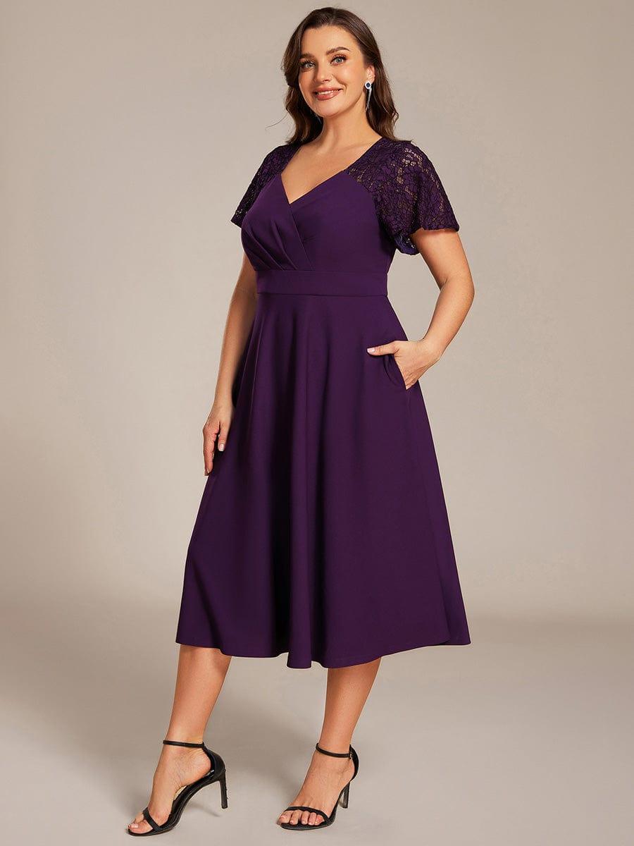 ever EVIE|Hollow Out Midi Wedding Guest Dress With Pockets