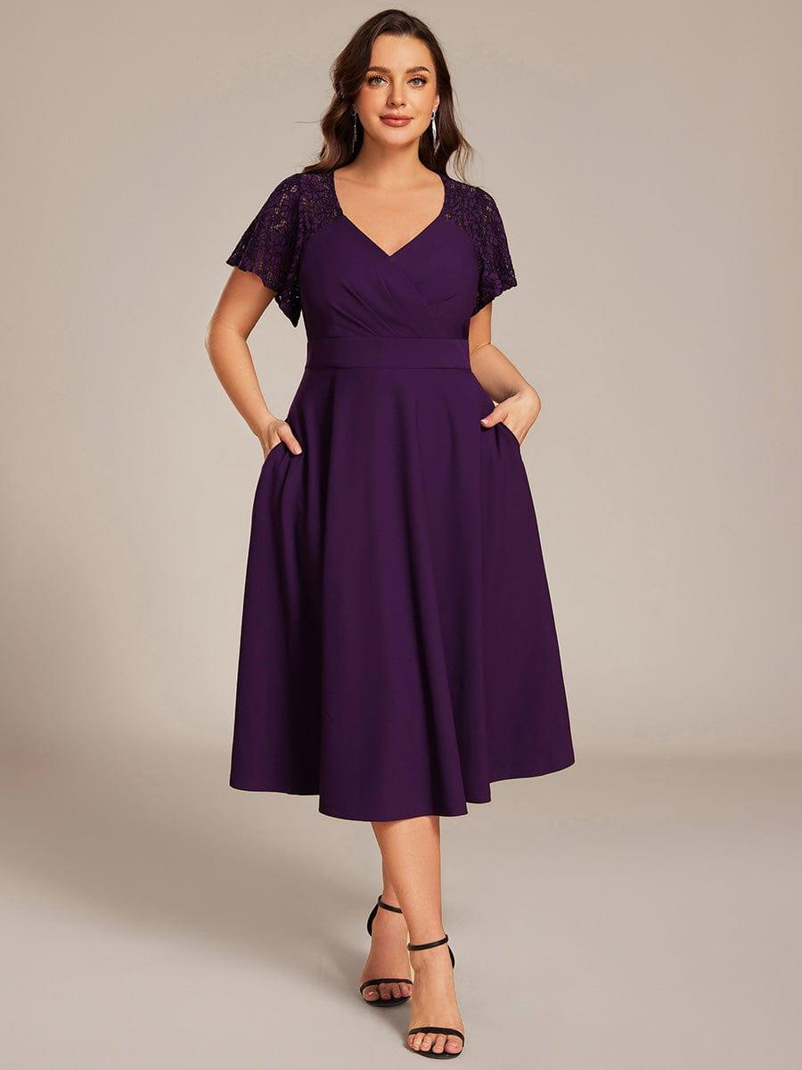 ever EVIE|Hollow Out Midi Wedding Guest Dress With Pockets