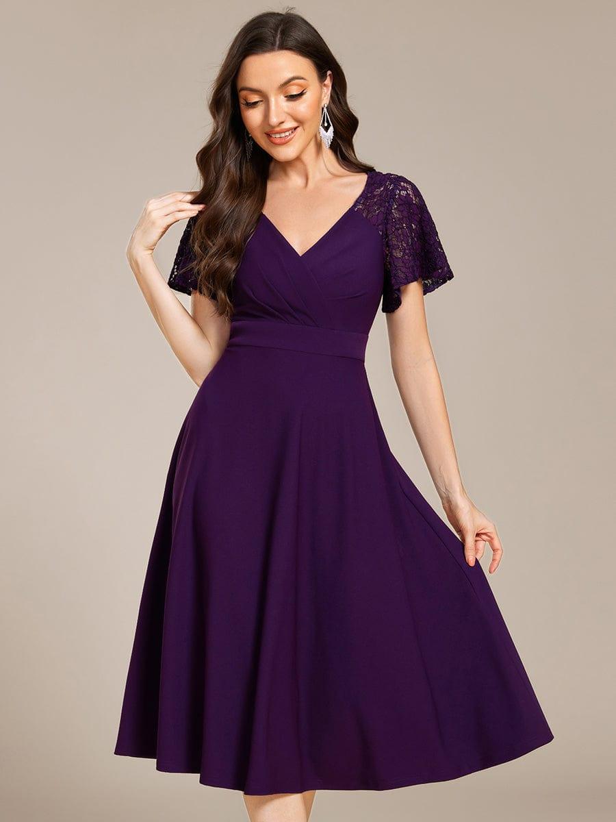 ever EVIE|Hollow Out Midi Wedding Guest Dress With Pockets
