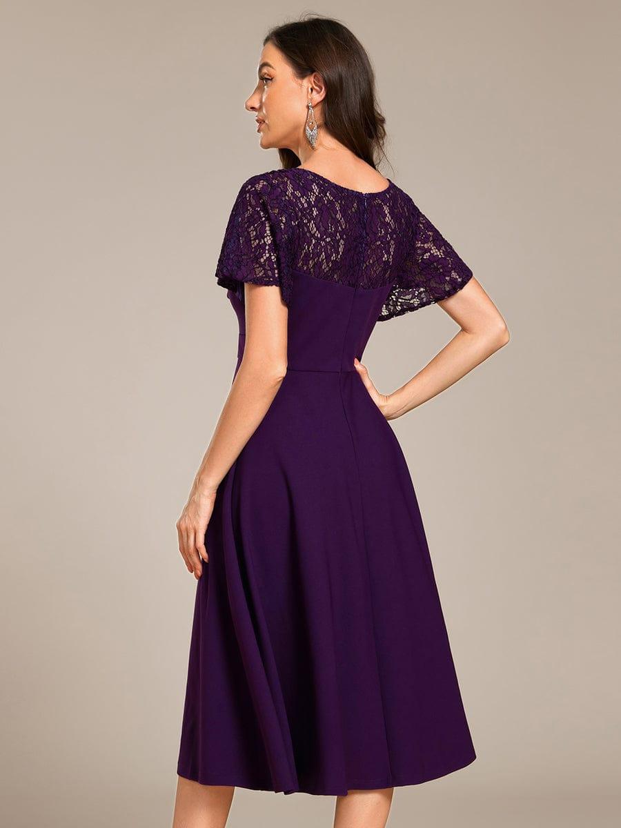 ever EVIE|Hollow Out Midi Wedding Guest Dress With Pockets