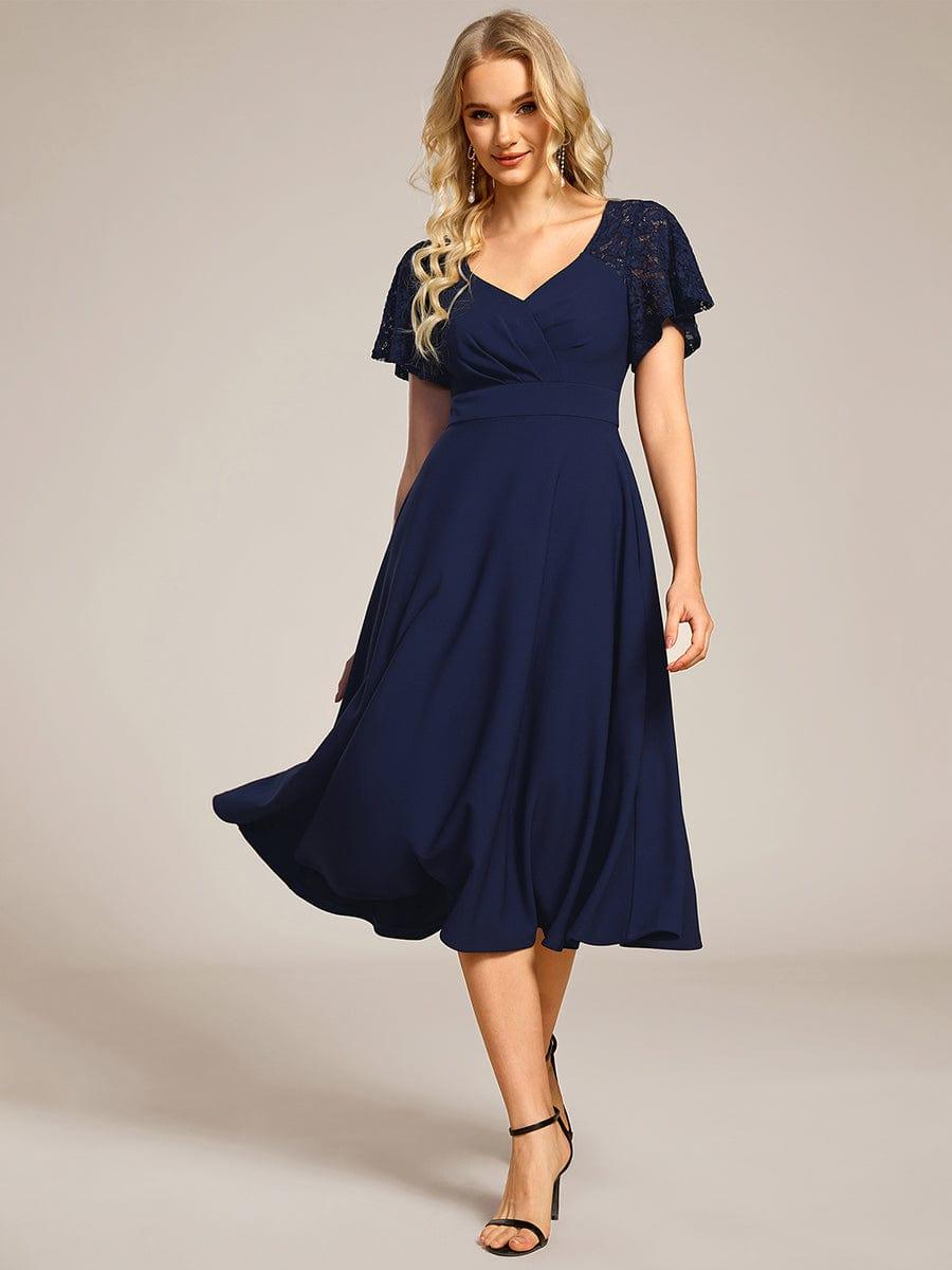 ever EVIE|Hollow Out Midi Wedding Guest Dress With Pockets