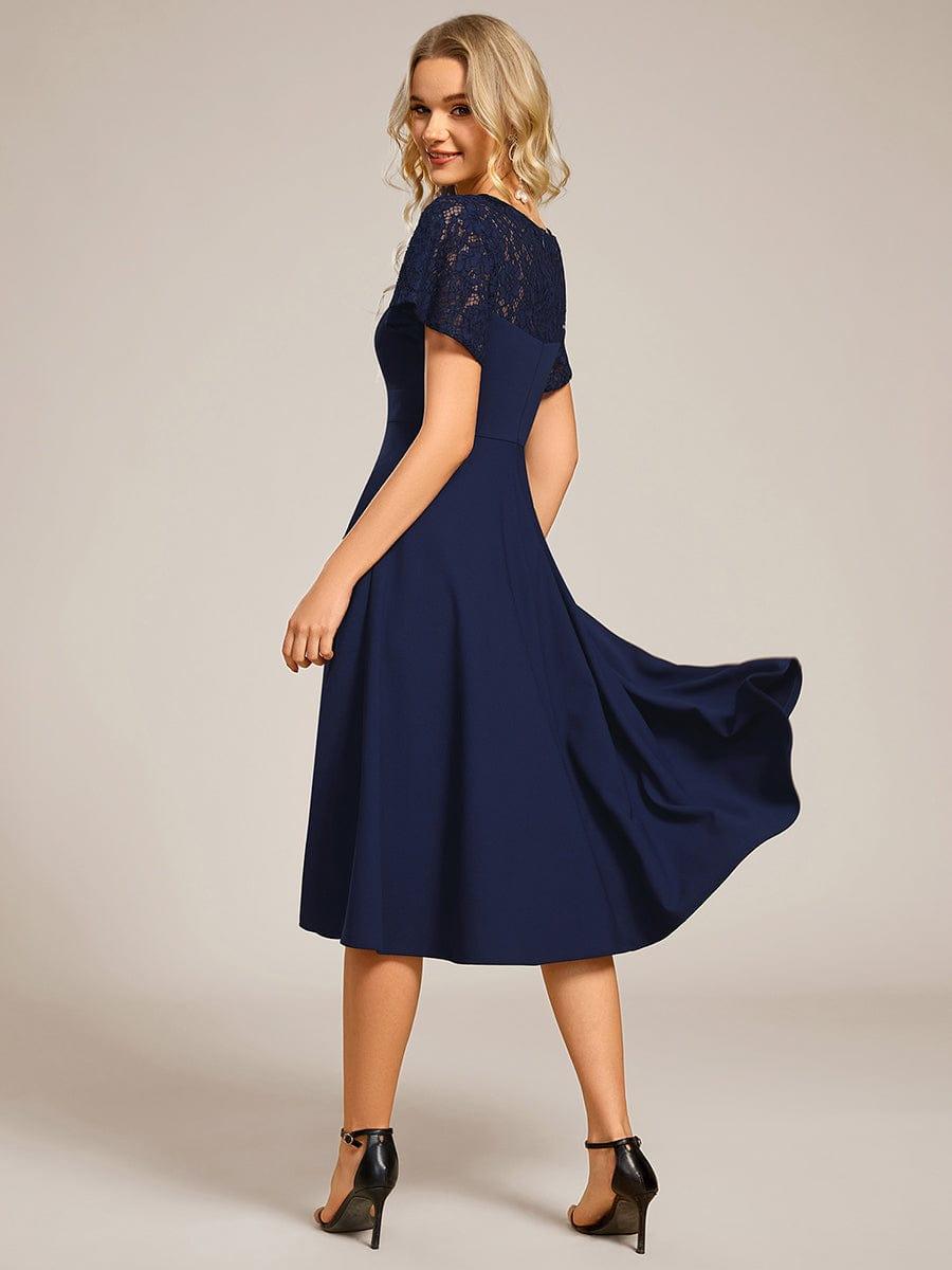 ever EVIE|Hollow Out Midi Wedding Guest Dress With Pockets