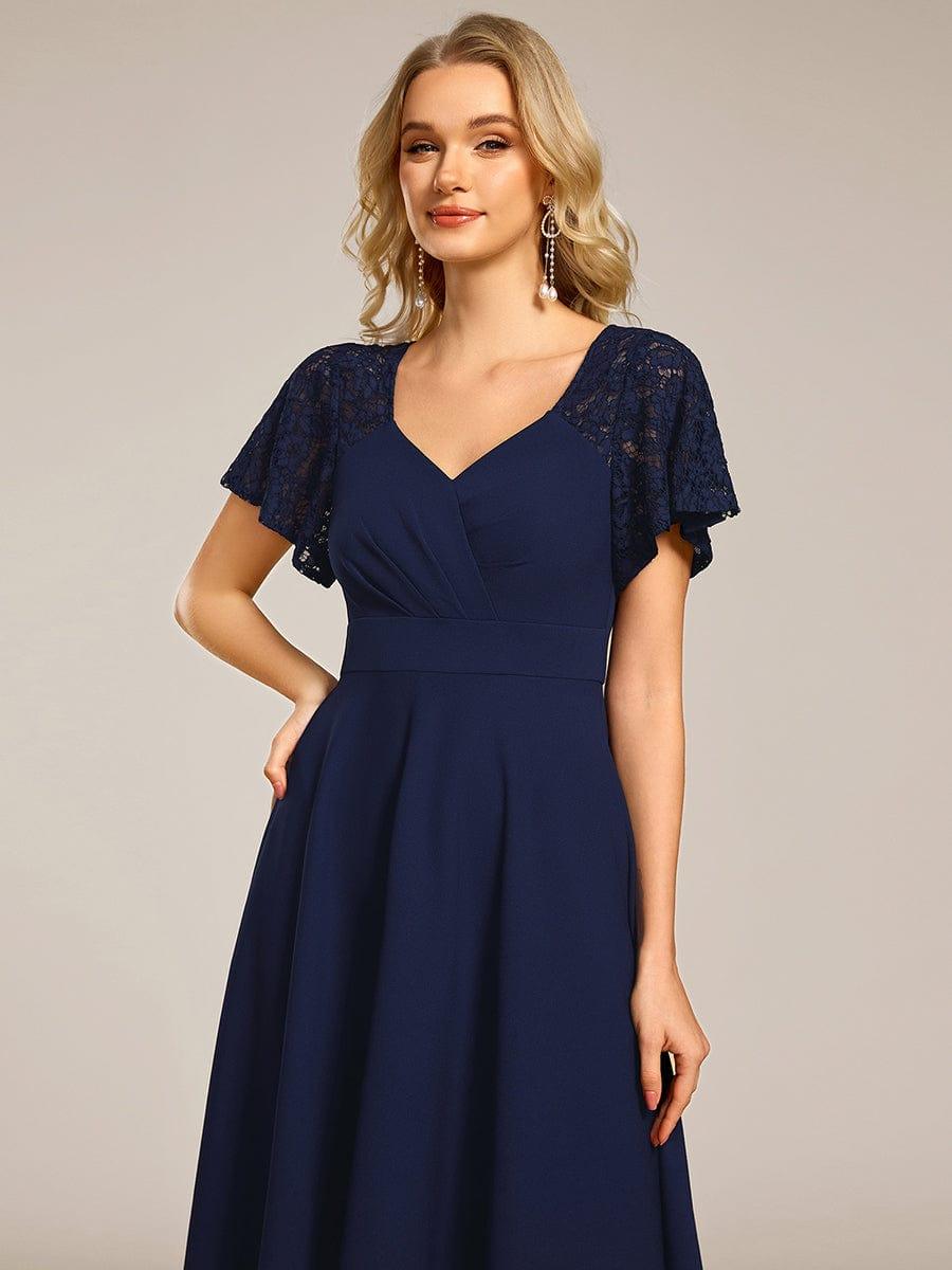 ever EVIE|Hollow Out Midi Wedding Guest Dress With Pockets