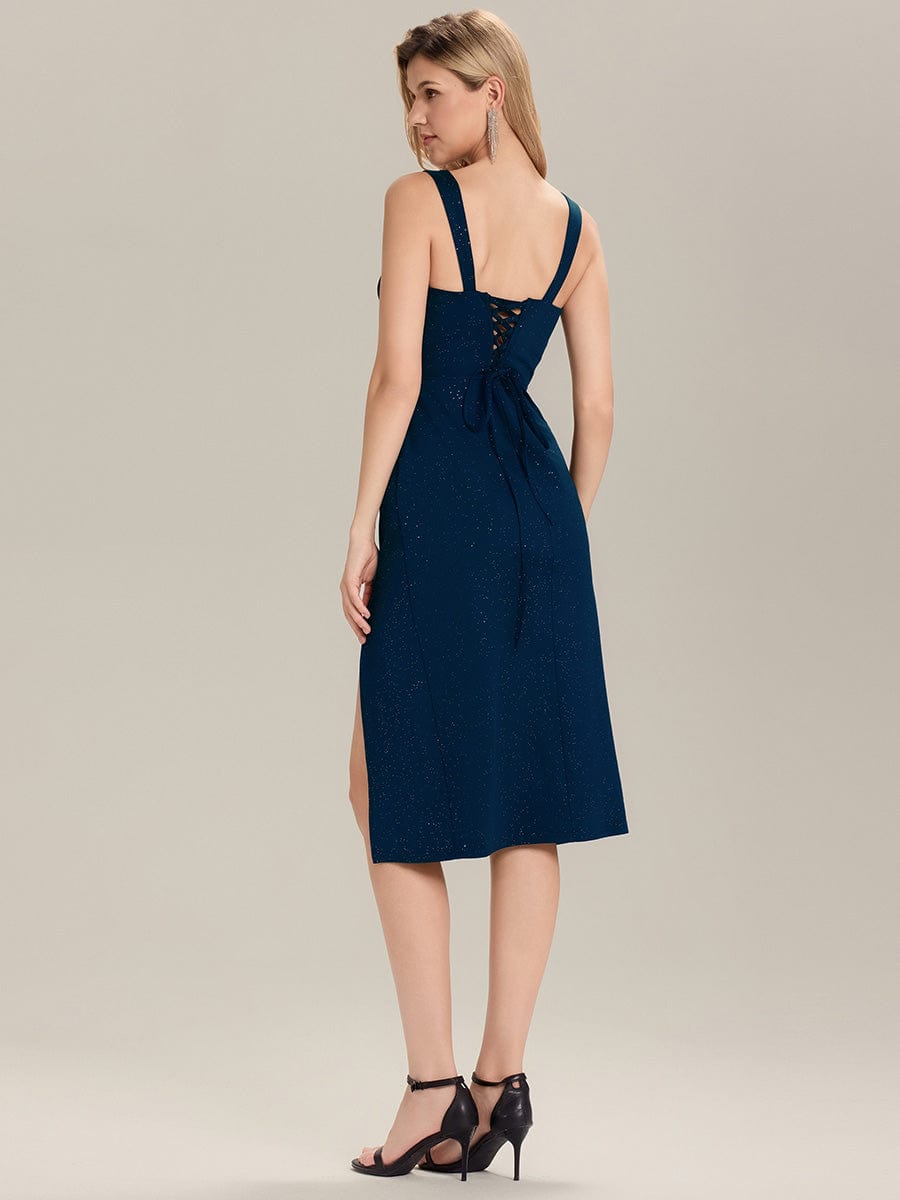 ever JACIE|Glitter Ruched Knit Midi Wedding Guest Dress