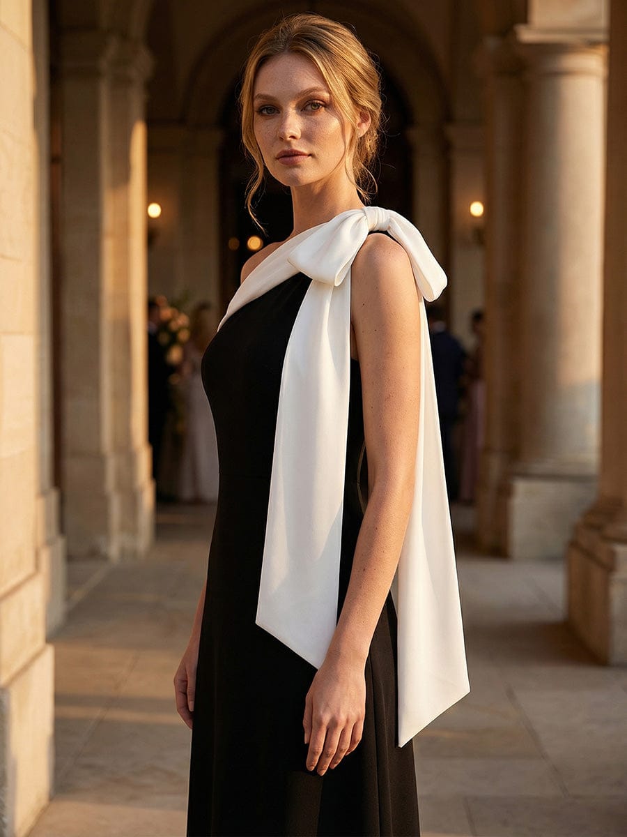 ever NOIR|Bow Knit Sleeveless Dress