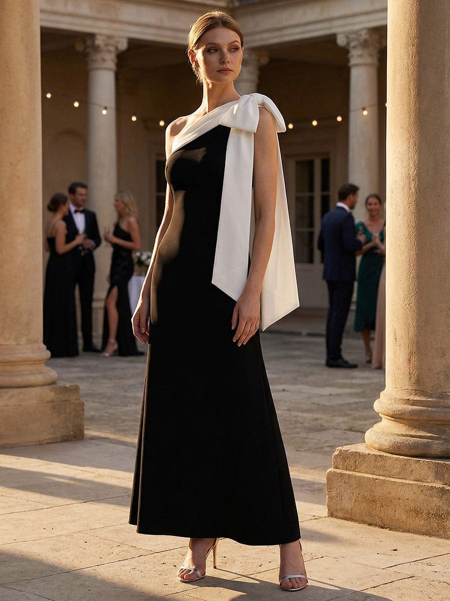 ever NOIR|Bow Knit Sleeveless Dress