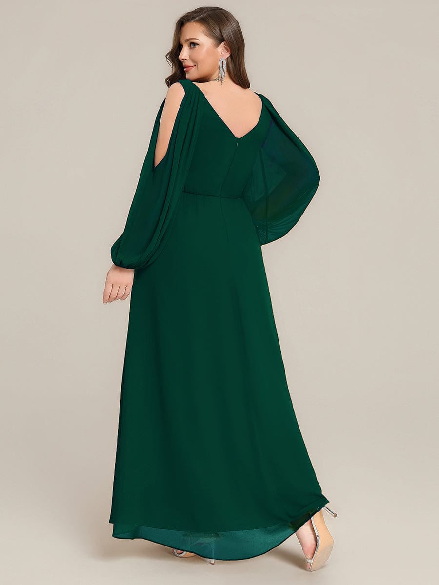 ever MARINA|Rhinestone Embellished Chiffon Lantern Sleeve Dress