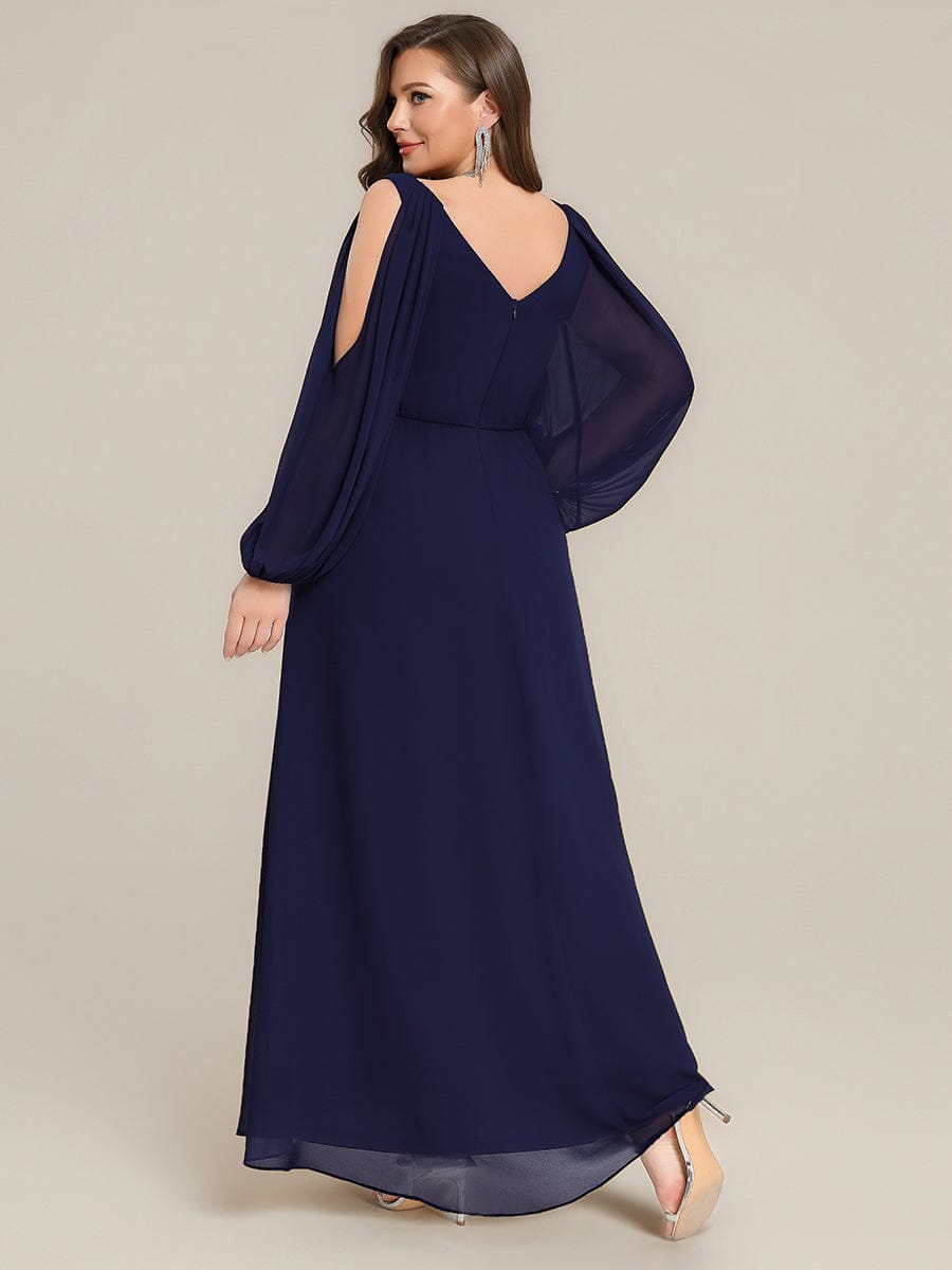 ever MARINA|Rhinestone Embellished Chiffon Lantern Sleeve Dress