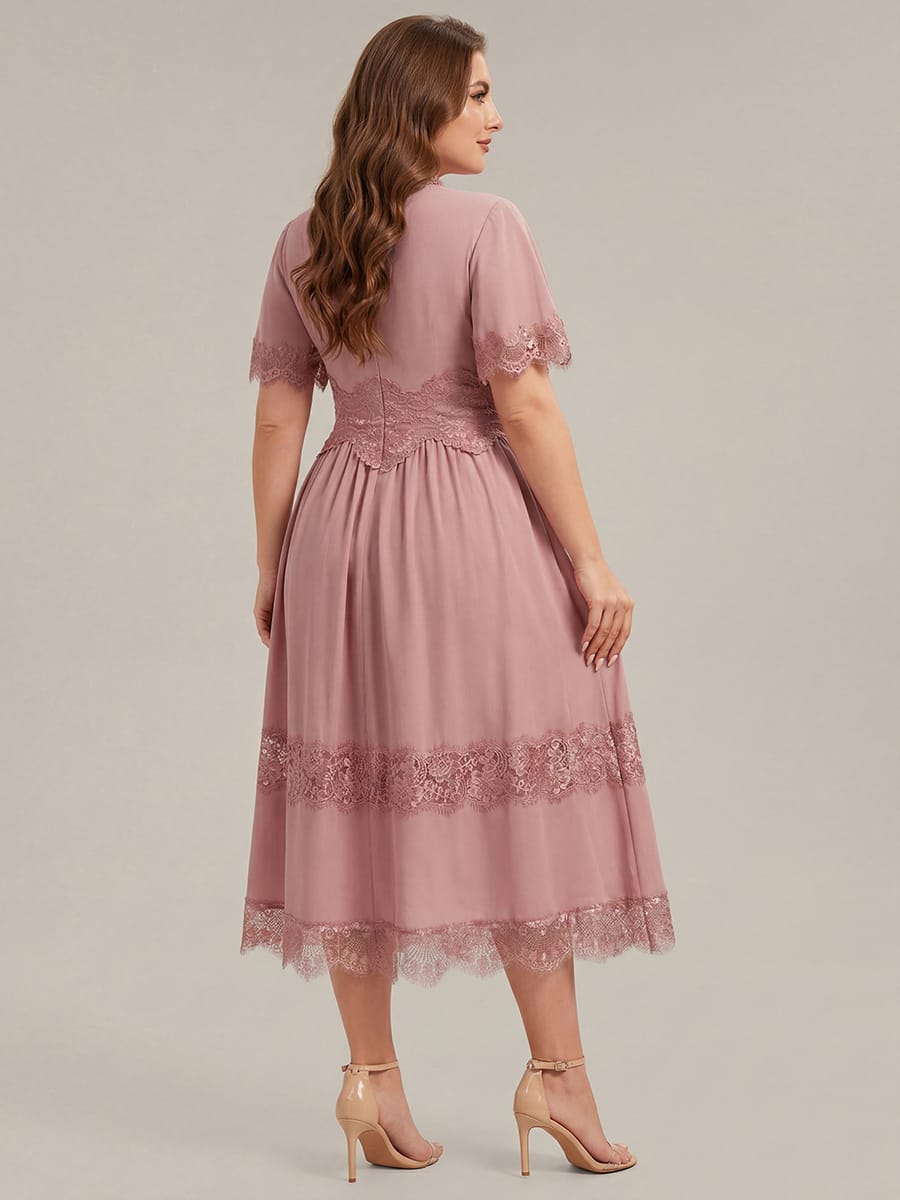 Cut-Out Detail Chiffon Ruffle Sleeve Dress