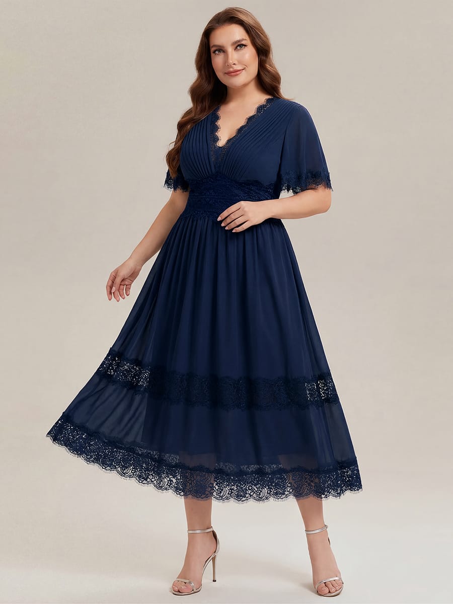 Cut-Out Detail Chiffon Ruffle Sleeve Dress