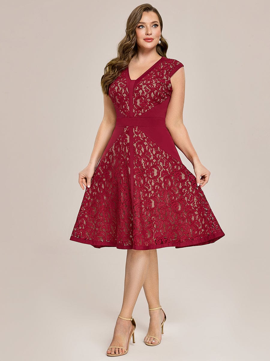 ever TOVE|See-through Lace Cap Sleeve Dress