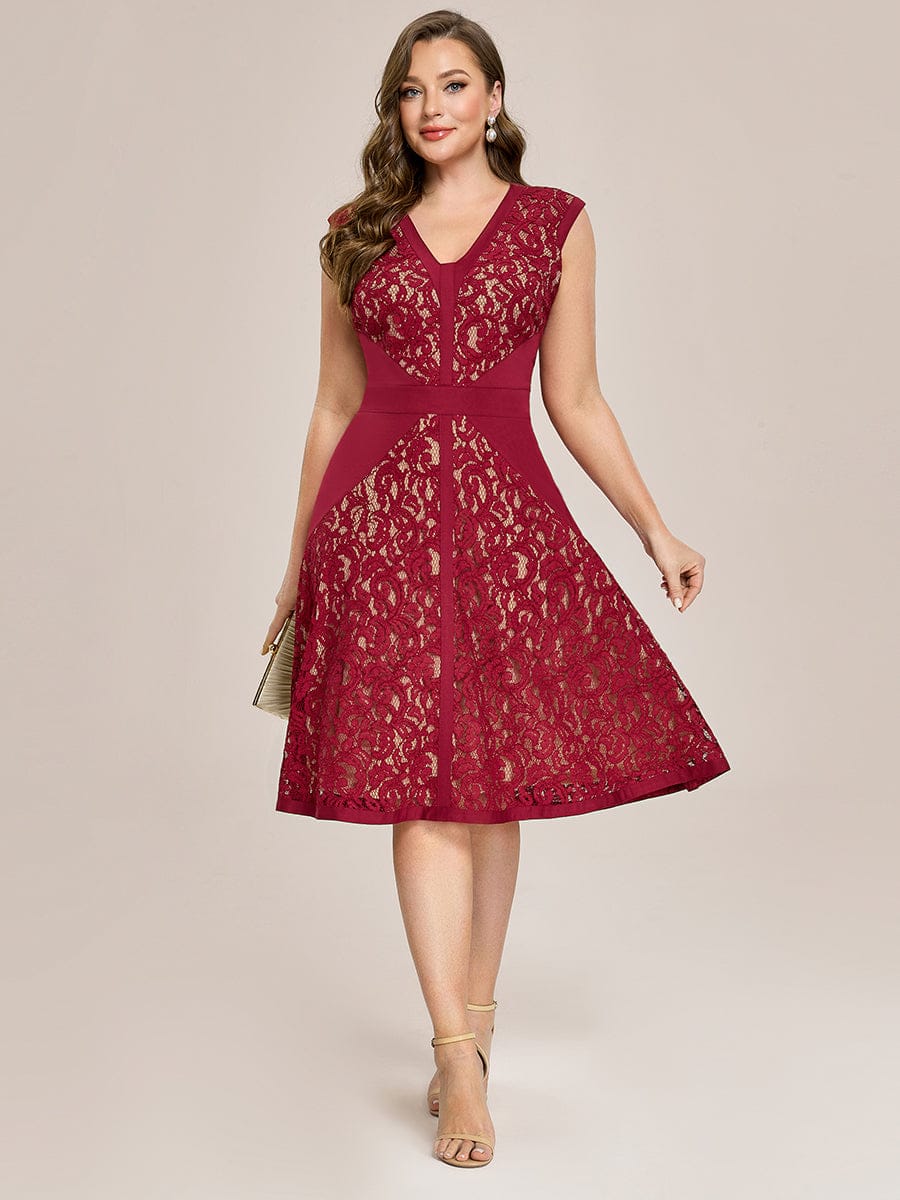 ever TOVE|See-through Lace Cap Sleeve Dress