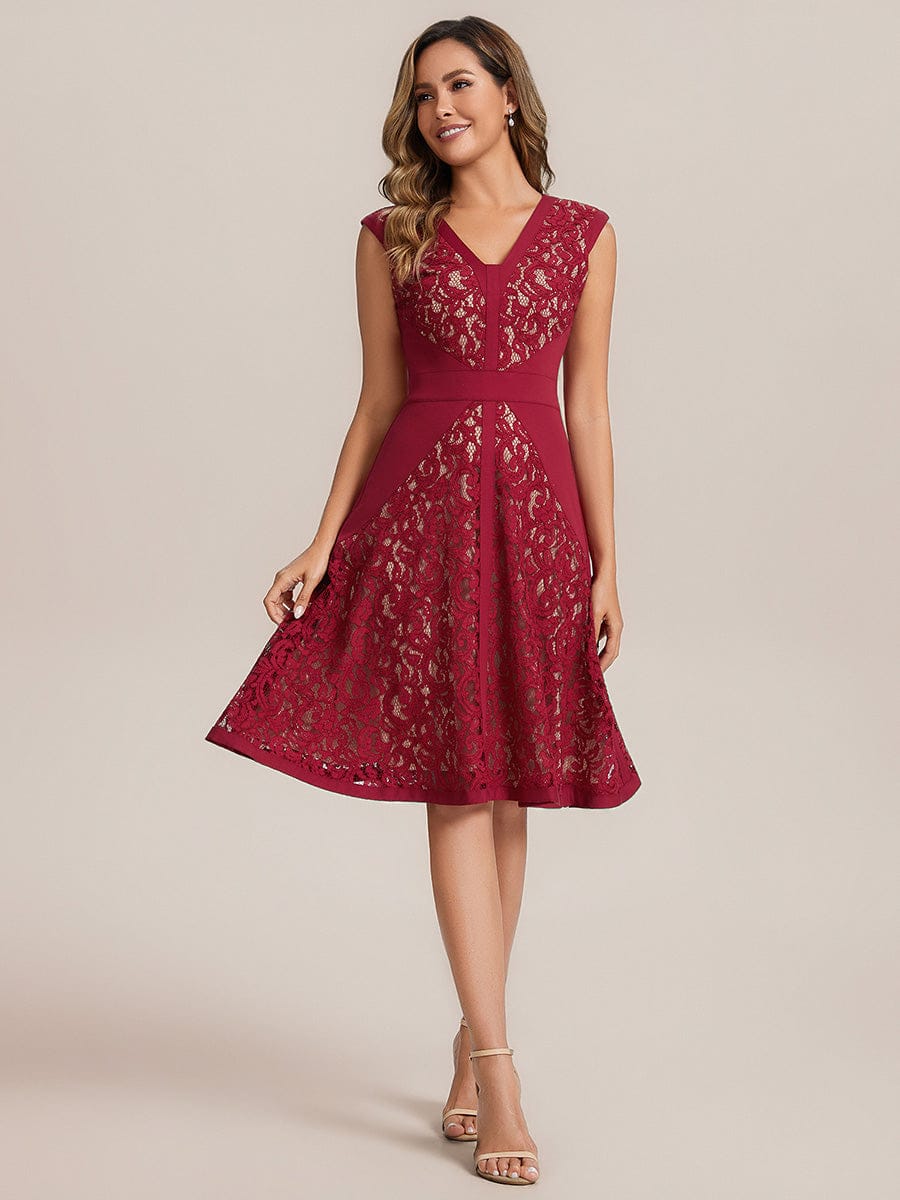 ever TOVE|See-through Lace Cap Sleeve Dress