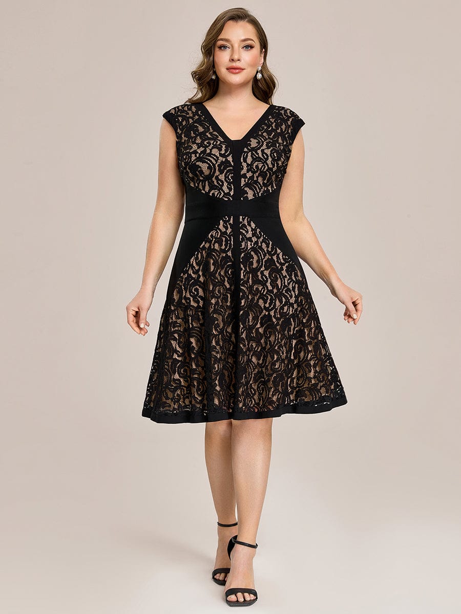 ever TOVE|See-through Lace Cap Sleeve Dress