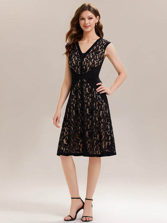 ever TOVE|See-through Lace Cap Sleeve Dress