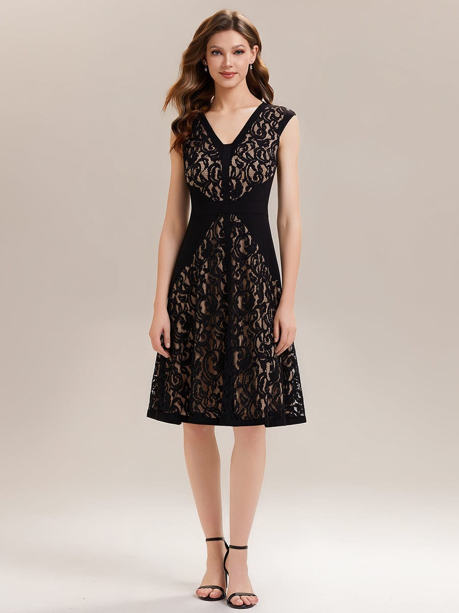 ever TOVE|See-through Lace Cap Sleeve Dress