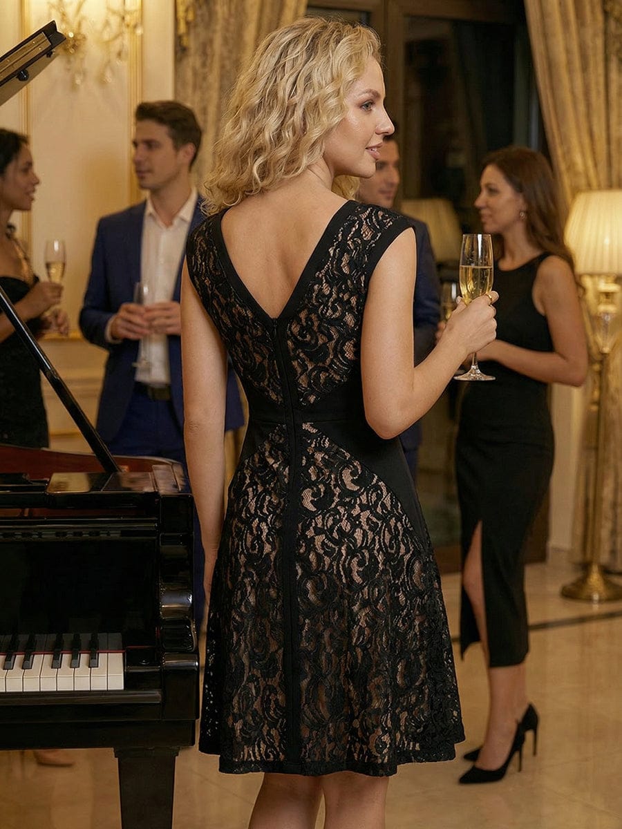 ever TOVE|See-through Lace Cap Sleeve Dress
