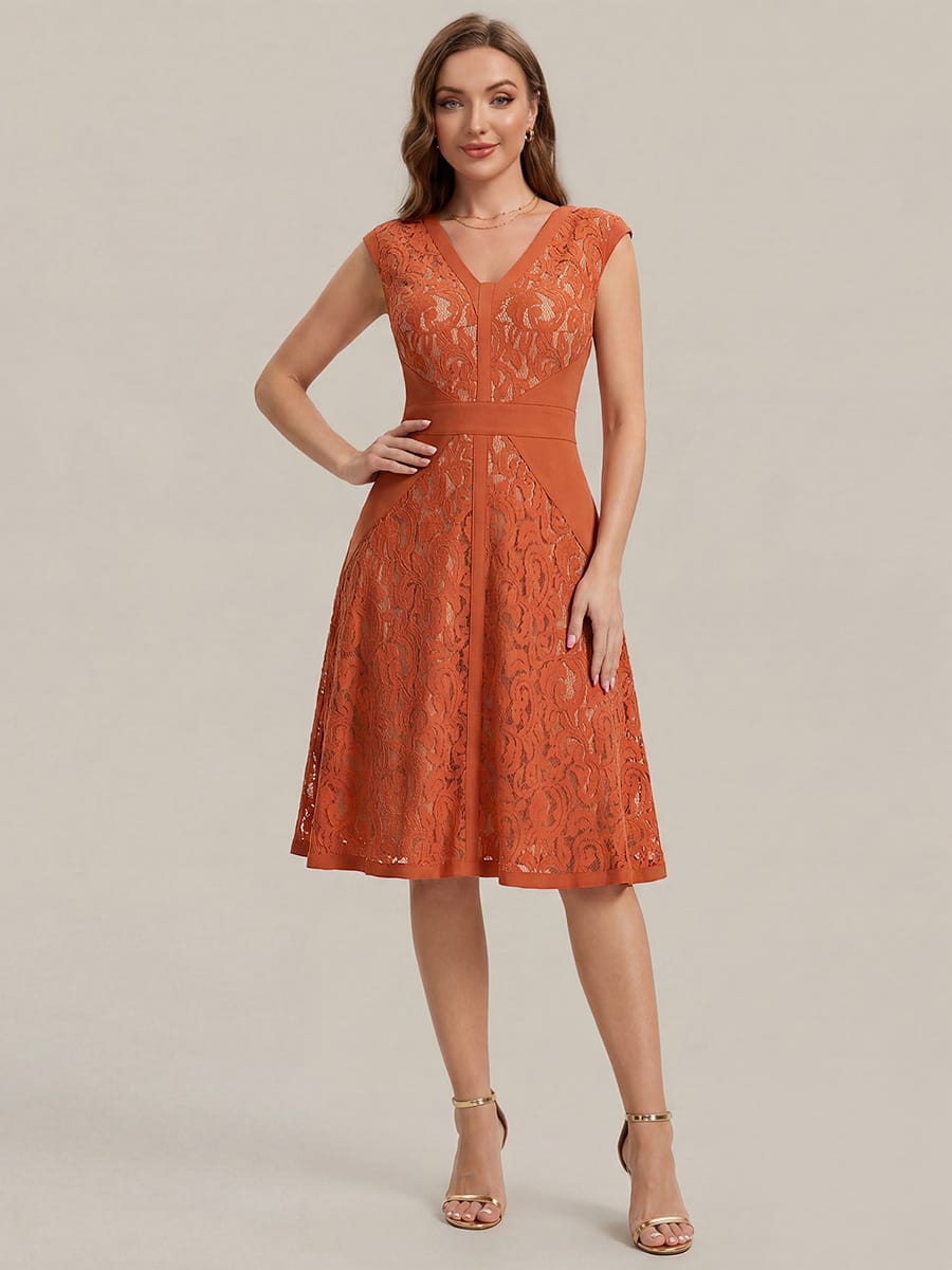 ever TOVE|See-through Lace Cap Sleeve Dress