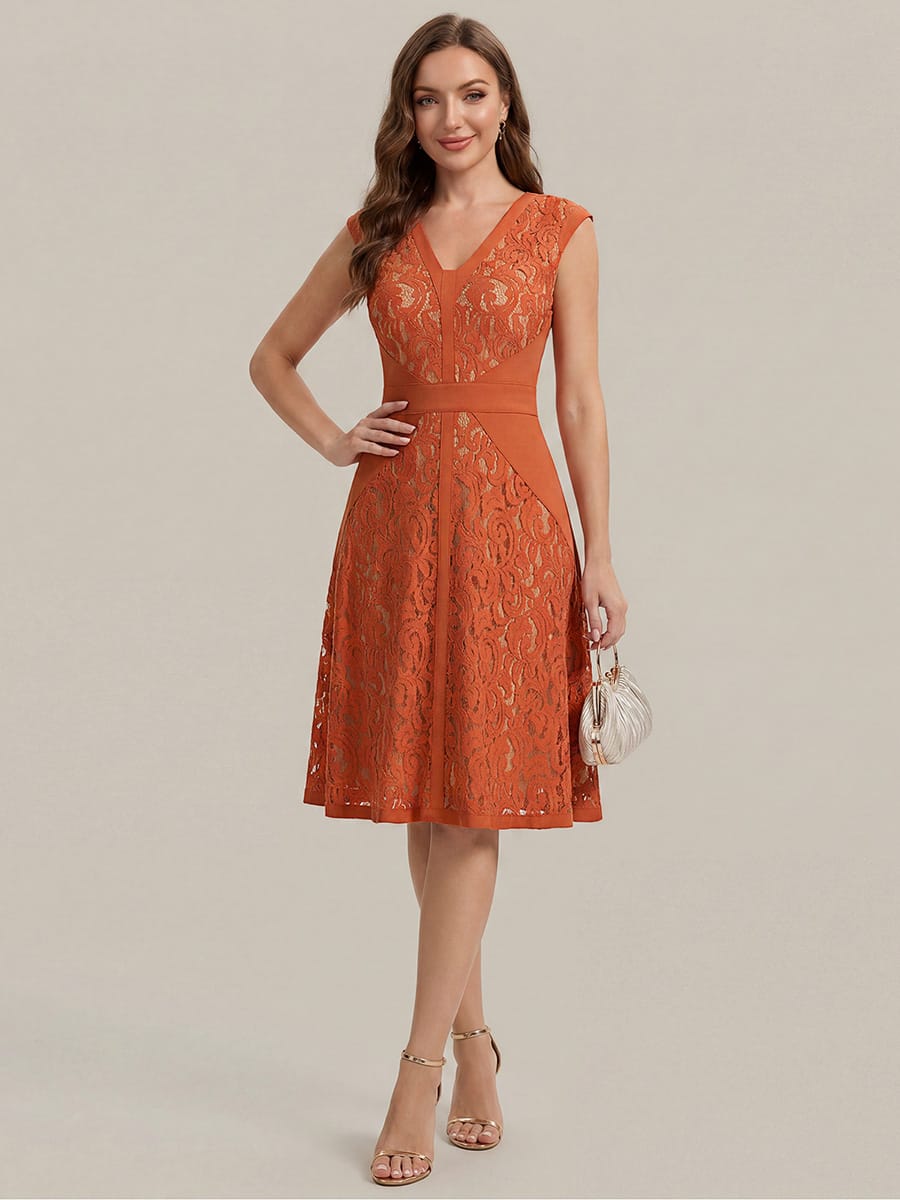 ever TOVE|See-through Lace Cap Sleeve Dress