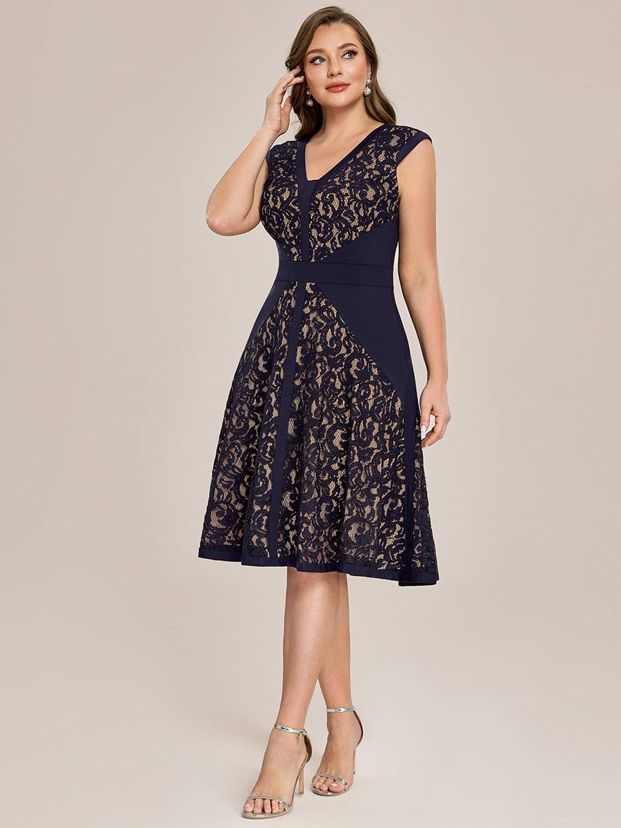 ever TOVE|See-through Lace Cap Sleeve Dress