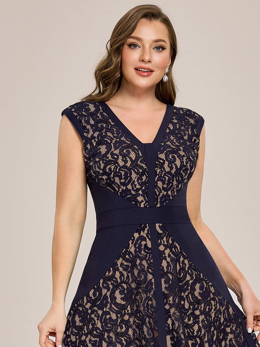 ever TOVE|See-through Lace Cap Sleeve Dress