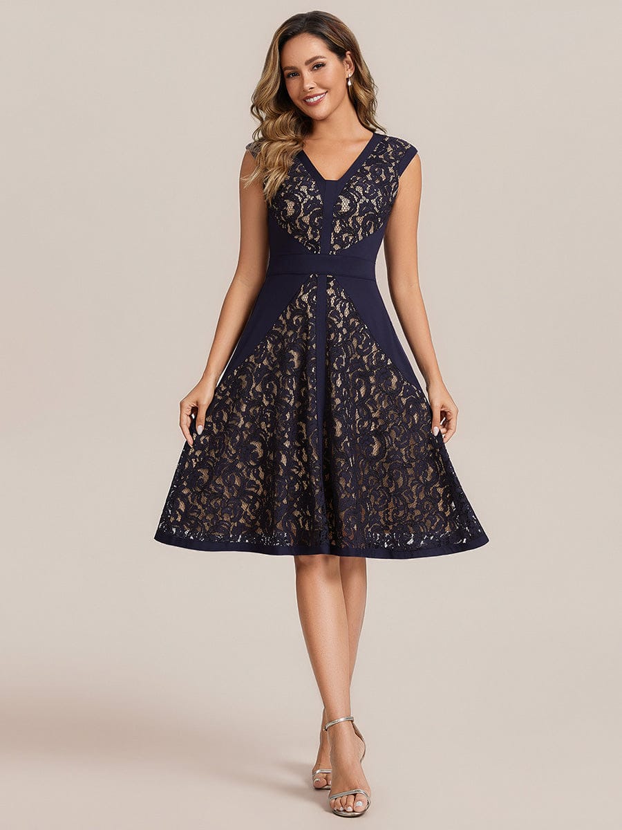 ever TOVE|See-through Lace Cap Sleeve Dress