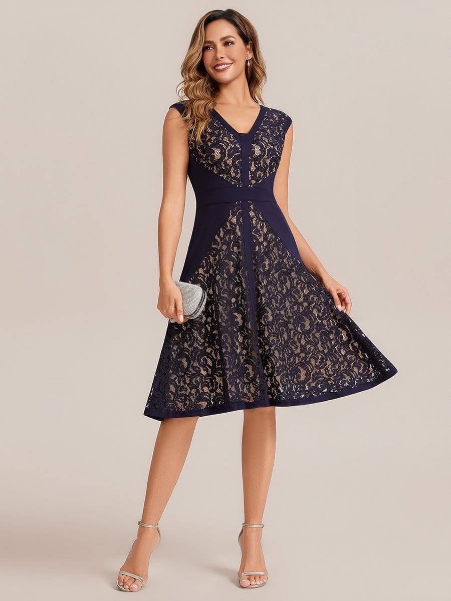 ever TOVE|See-through Lace Cap Sleeve Dress