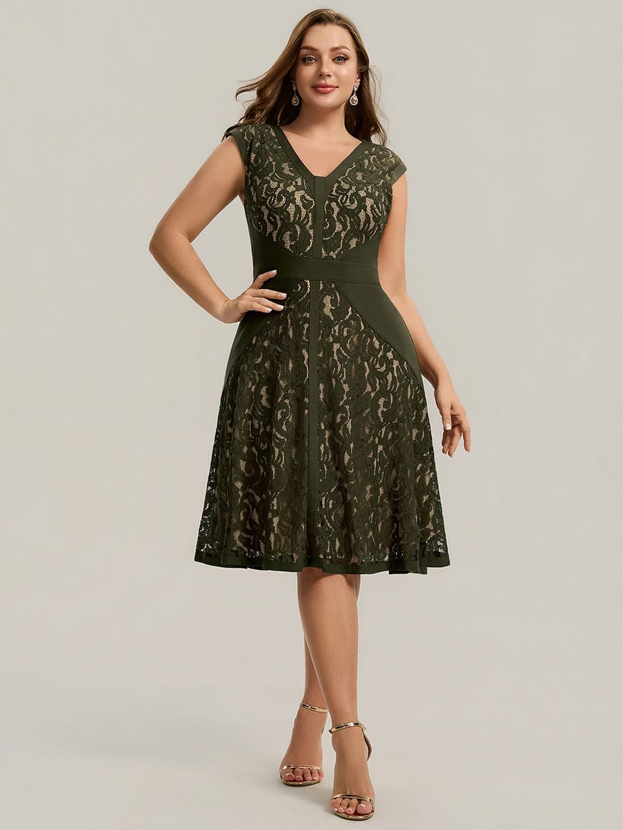 ever TOVE|See-through Lace Cap Sleeve Dress