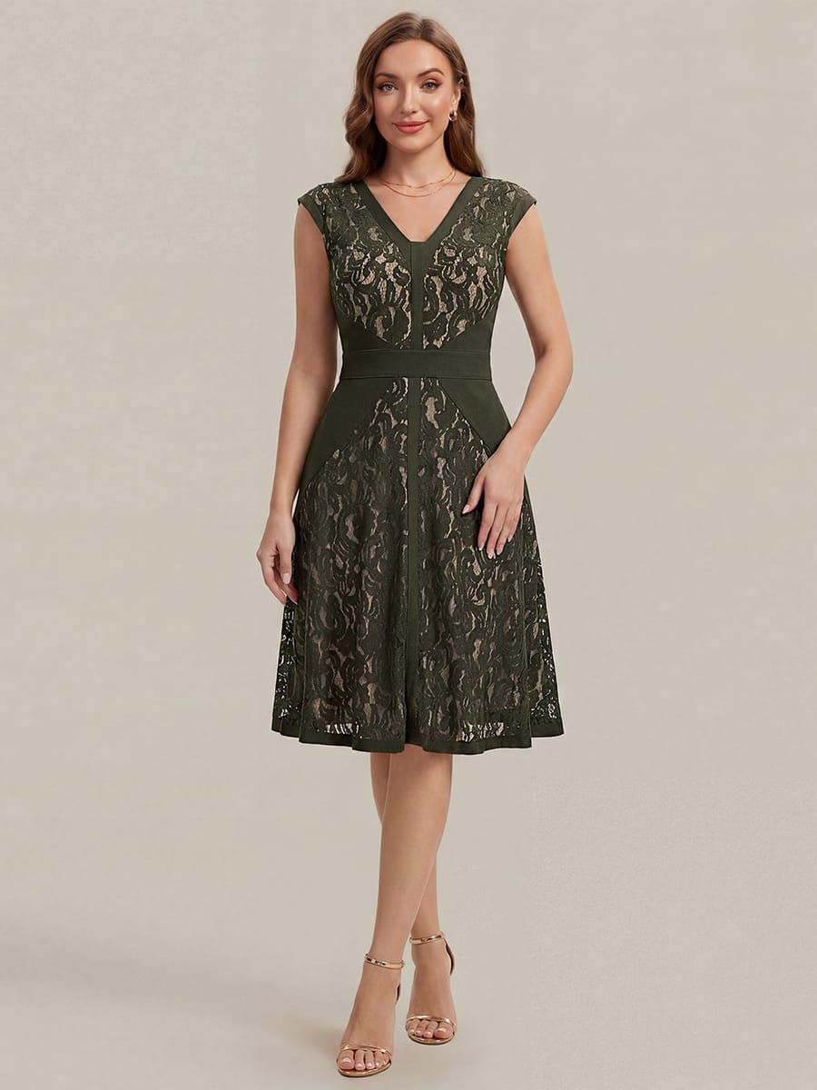 ever TOVE|See-through Lace Cap Sleeve Dress