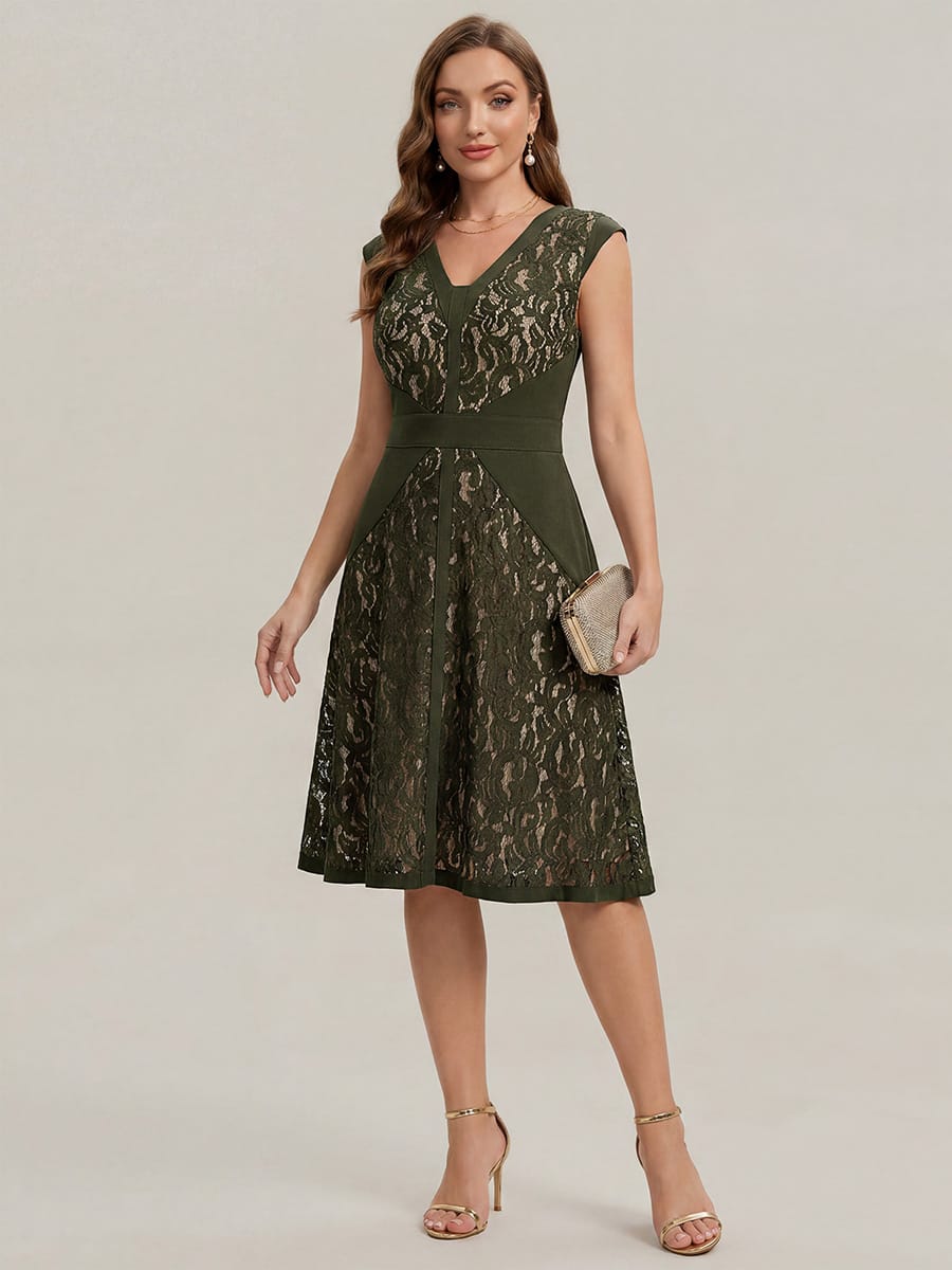 ever TOVE|See-through Lace Cap Sleeve Dress