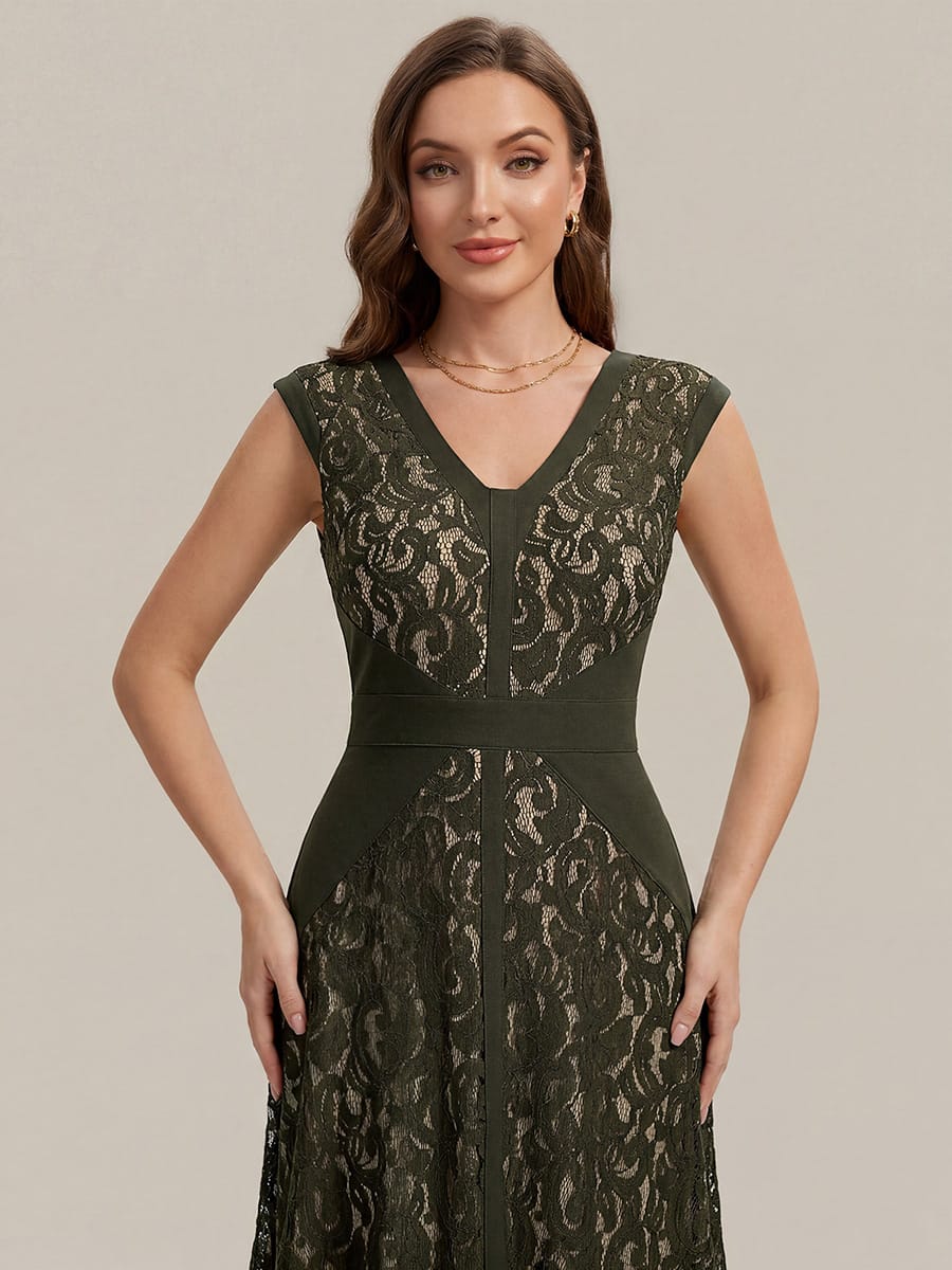 ever TOVE|See-through Lace Cap Sleeve Dress