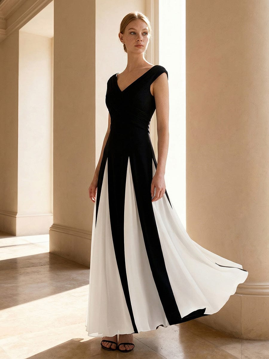 ever ONYX|Patchwork Knit Cap Sleeve Dress