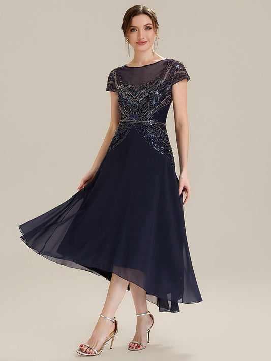 ever NUIT|Sequin Sheath Round Neck Dress