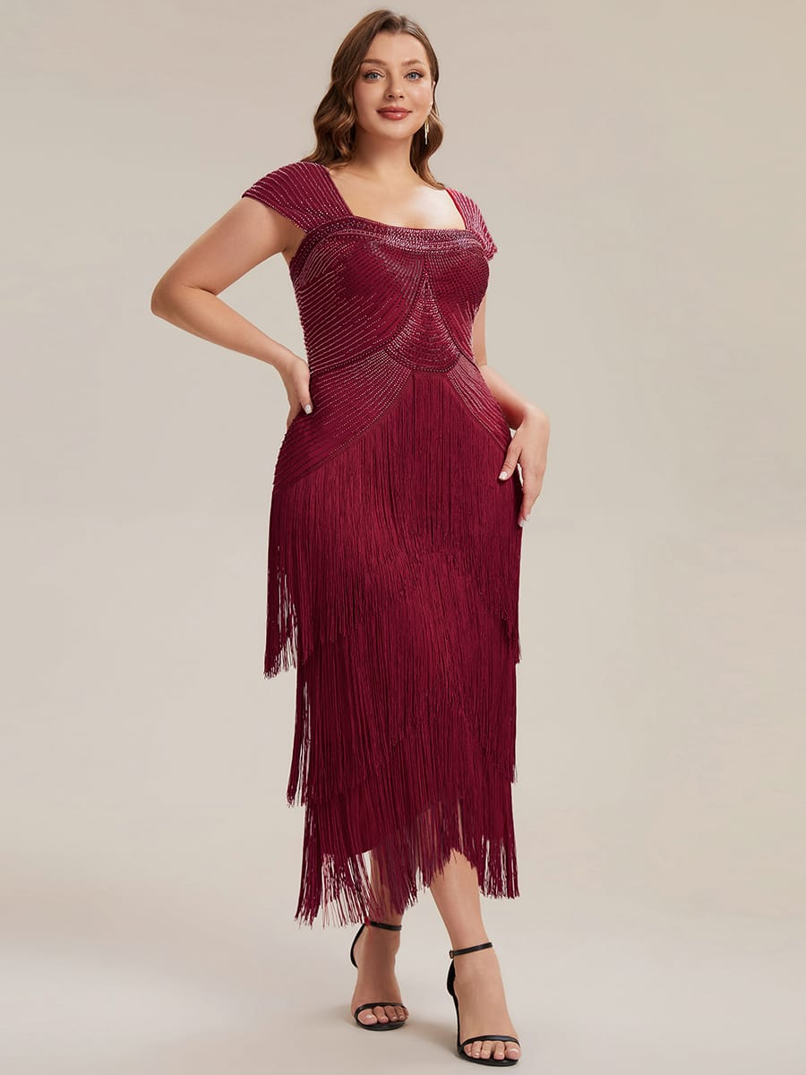 ever LUMINE|Beaded Fringe Tulle Wedding Guest Dress