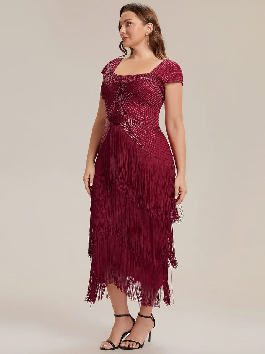 ever LUMINE|Beaded Fringe Tulle Wedding Guest Dress