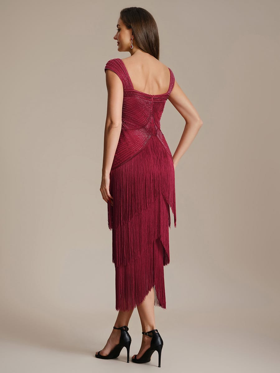 ever LUMINE|Beaded Fringe Tulle Wedding Guest Dress