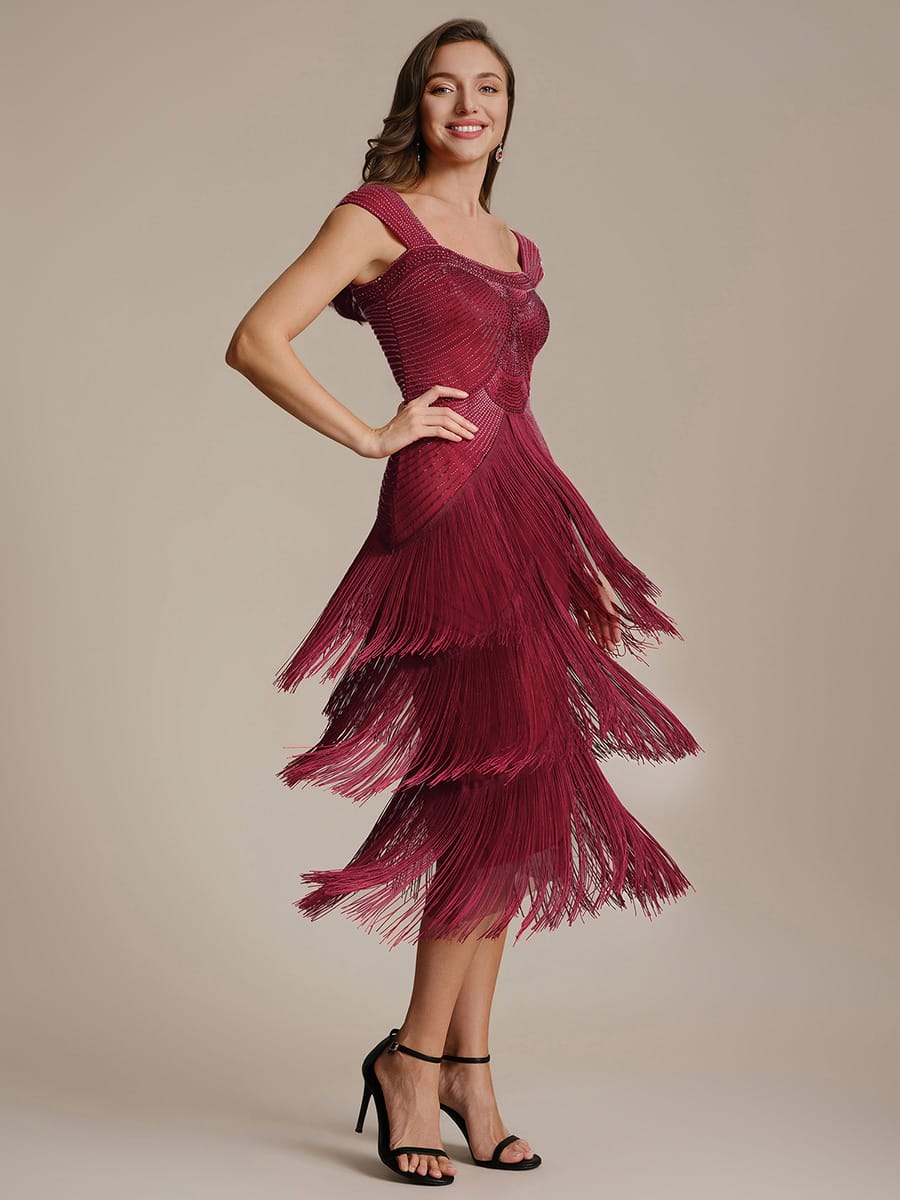 ever LUMINE|Beaded Fringe Tulle Wedding Guest Dress